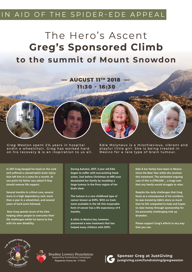 The Hero's Ascent: Greg's Sponsored Climb to the Summit of Mt. Snowdon (Poster)